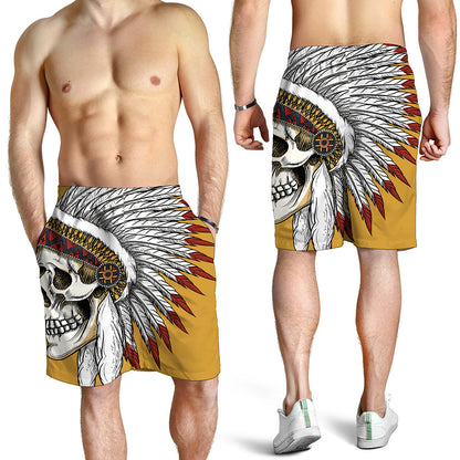 Native American Indian Skull Print Men's Shorts