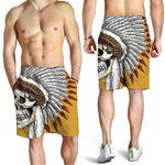 Native American Indian Skull Print Men's Shorts
