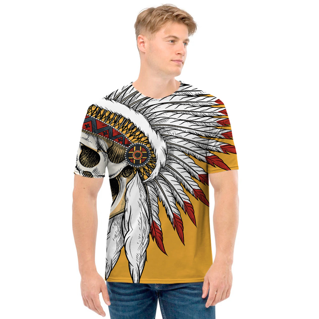 Native American Indian Skull Print Men's T-Shirt