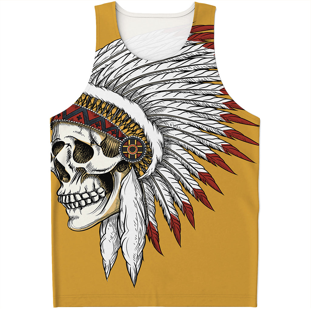 Native American Indian Skull Print Men's Tank Top