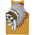 Native American Indian Skull Print Men's Tank Top