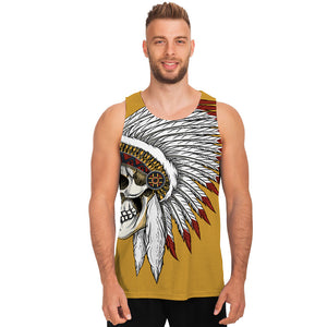 Native American Indian Skull Print Men's Tank Top