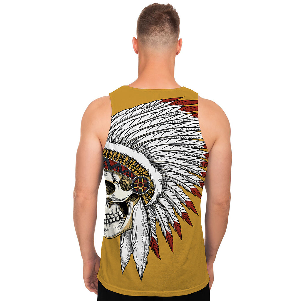 Native American Indian Skull Print Men's Tank Top