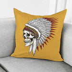 Native American Indian Skull Print Pillow Cover