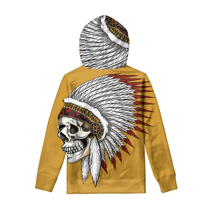 Native American Indian Skull Print Pullover Hoodie