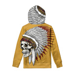 Native American Indian Skull Print Pullover Hoodie