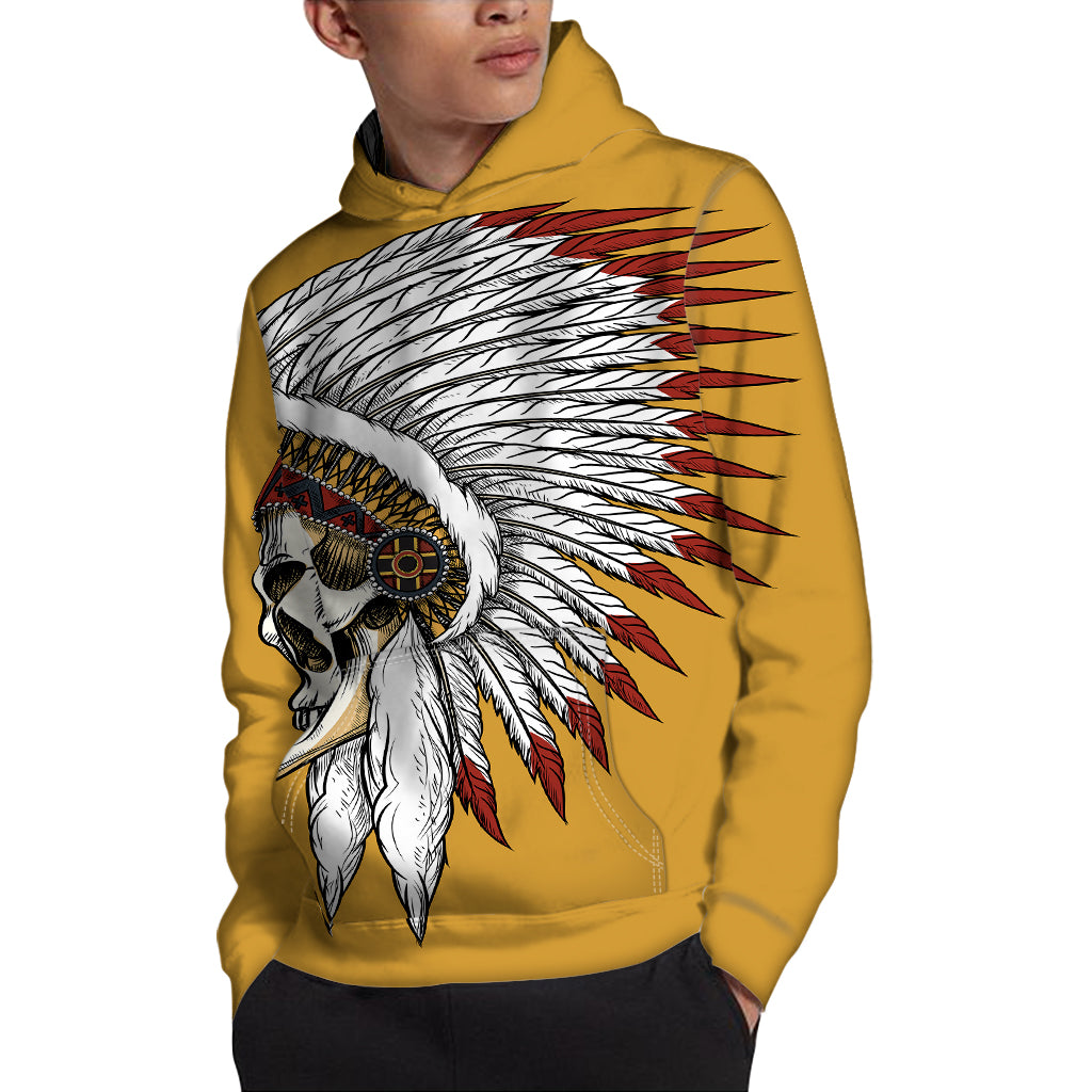 Native American Indian Skull Print Pullover Hoodie