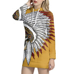 Native American Indian Skull Print Pullover Hoodie Dress