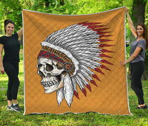 Native American Indian Skull Print Quilt