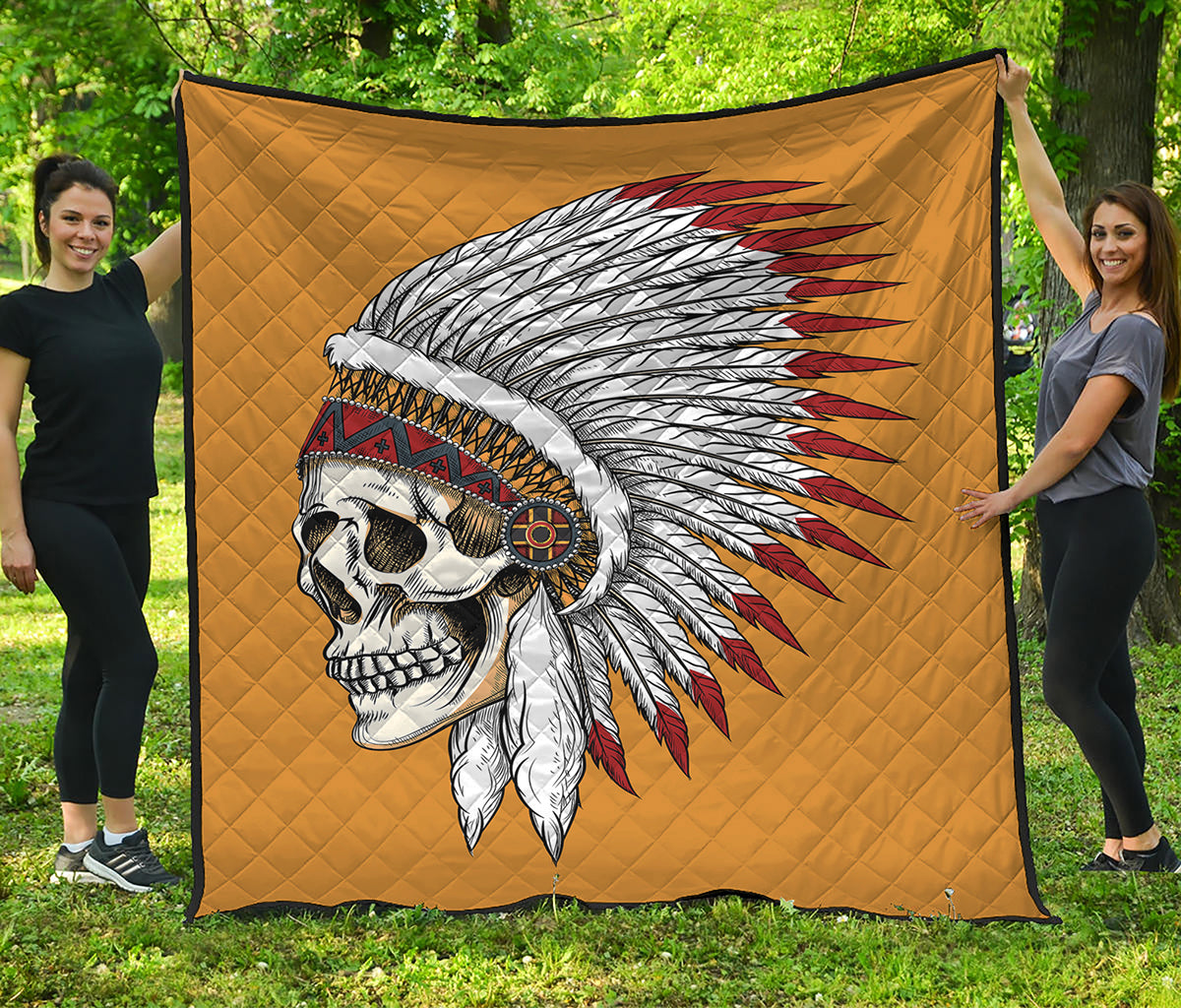 Native American Indian Skull Print Quilt