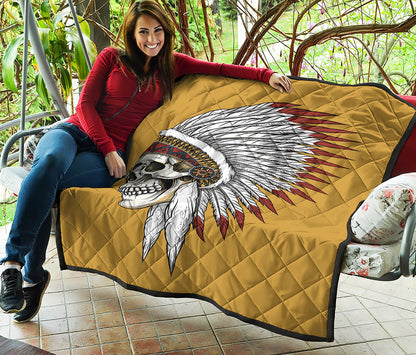 Native American Indian Skull Print Quilt