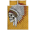 Native American Indian Skull Print Quilt Bed Set