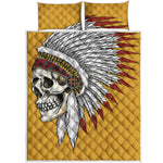 Native American Indian Skull Print Quilt Bed Set