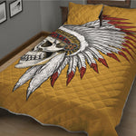 Native American Indian Skull Print Quilt Bed Set