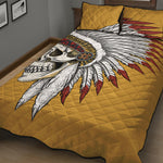 Native American Indian Skull Print Quilt Bed Set