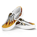 Native American Indian Skull Print White Slip On Shoes