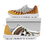 Native American Indian Skull Print White Sneakers