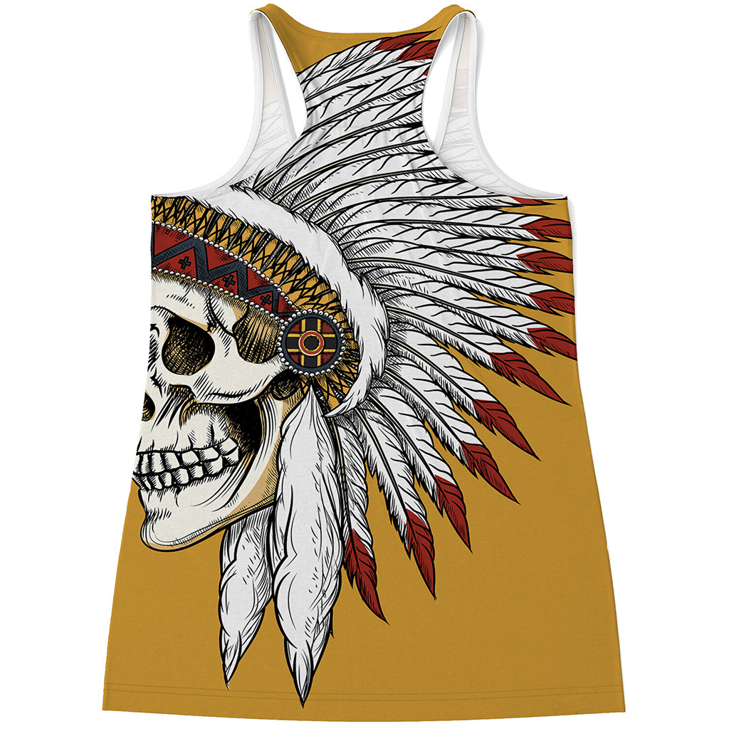 Native American Indian Skull Print Women's Racerback Tank Top