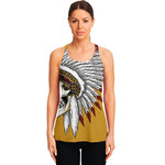 Native American Indian Skull Print Women's Racerback Tank Top