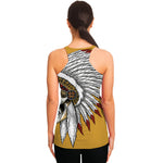 Native American Indian Skull Print Women's Racerback Tank Top