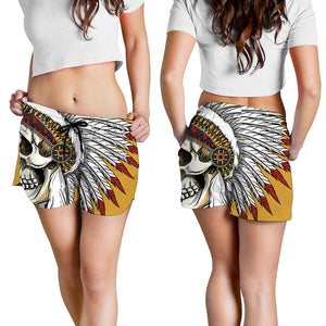 Native American Indian Skull Print Women's Shorts