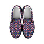 Native American Navajo Tribal Print Black Slip On Shoes