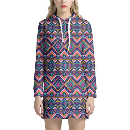 Native American Navajo Tribal Print Hoodie Dress
