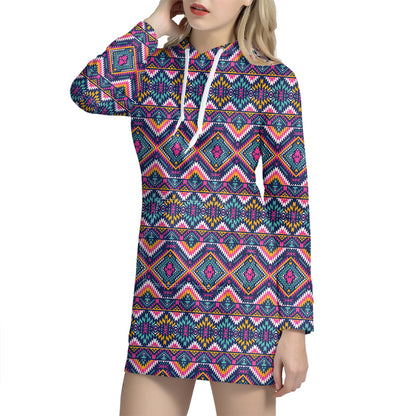 Native American Navajo Tribal Print Hoodie Dress