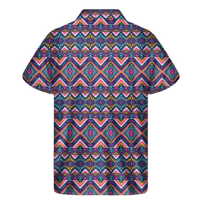 Native American Navajo Tribal Print Men's Short Sleeve Shirt