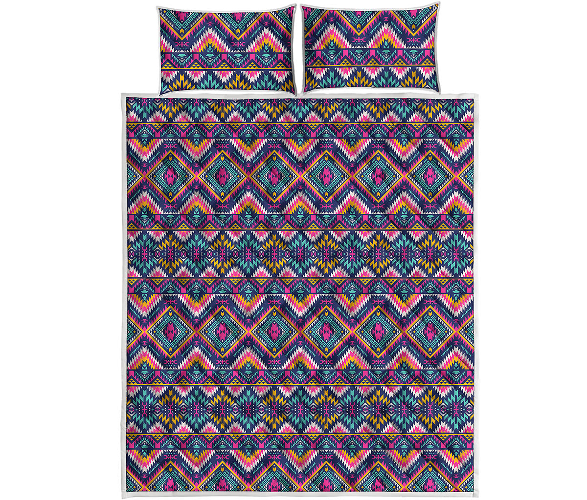Native American Navajo Tribal Print Quilt Bed Set