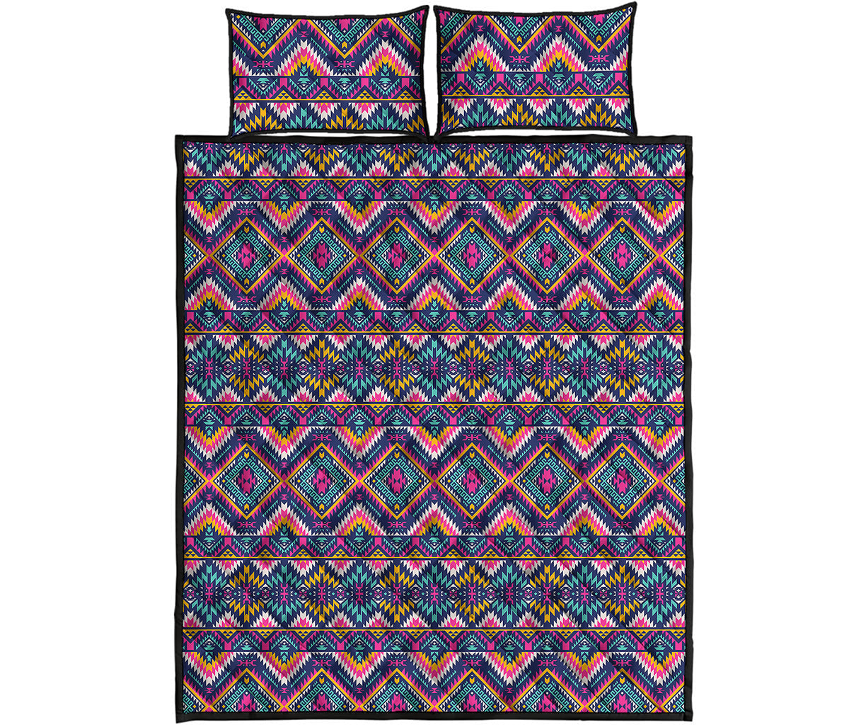 Native American Navajo Tribal Print Quilt Bed Set