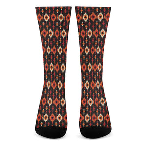 Native American Pattern Print Crew Socks