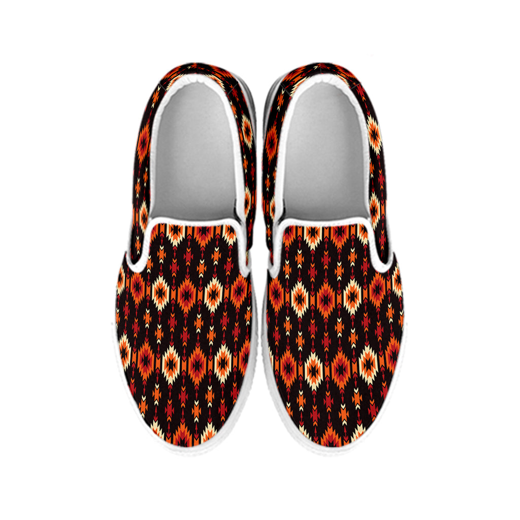 Native American Pendleton Pattern Print White Slip On Shoes