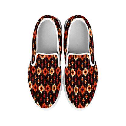 Native American Pendleton Pattern Print White Slip On Shoes