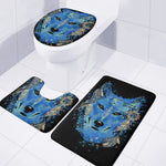 Native American Spiritual Wolf Print 3 Piece Bath Mat Set