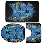 Native American Spiritual Wolf Print 3 Piece Bath Mat Set