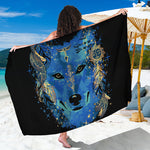 Native American Spiritual Wolf Print Beach Sarong Wrap
