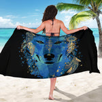 Native American Spiritual Wolf Print Beach Sarong Wrap