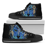 Native American Spiritual Wolf Print Black High Top Shoes