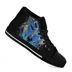 Native American Spiritual Wolf Print Black High Top Shoes