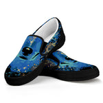 Native American Spiritual Wolf Print Black Slip On Shoes
