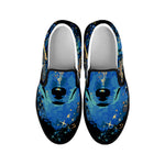 Native American Spiritual Wolf Print Black Slip On Shoes