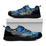 Native American Spiritual Wolf Print Black Sneakers