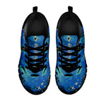 Native American Spiritual Wolf Print Black Sneakers
