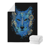 Native American Spiritual Wolf Print Blanket