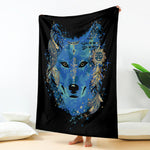 Native American Spiritual Wolf Print Blanket