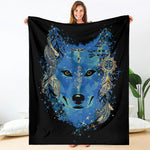 Native American Spiritual Wolf Print Blanket