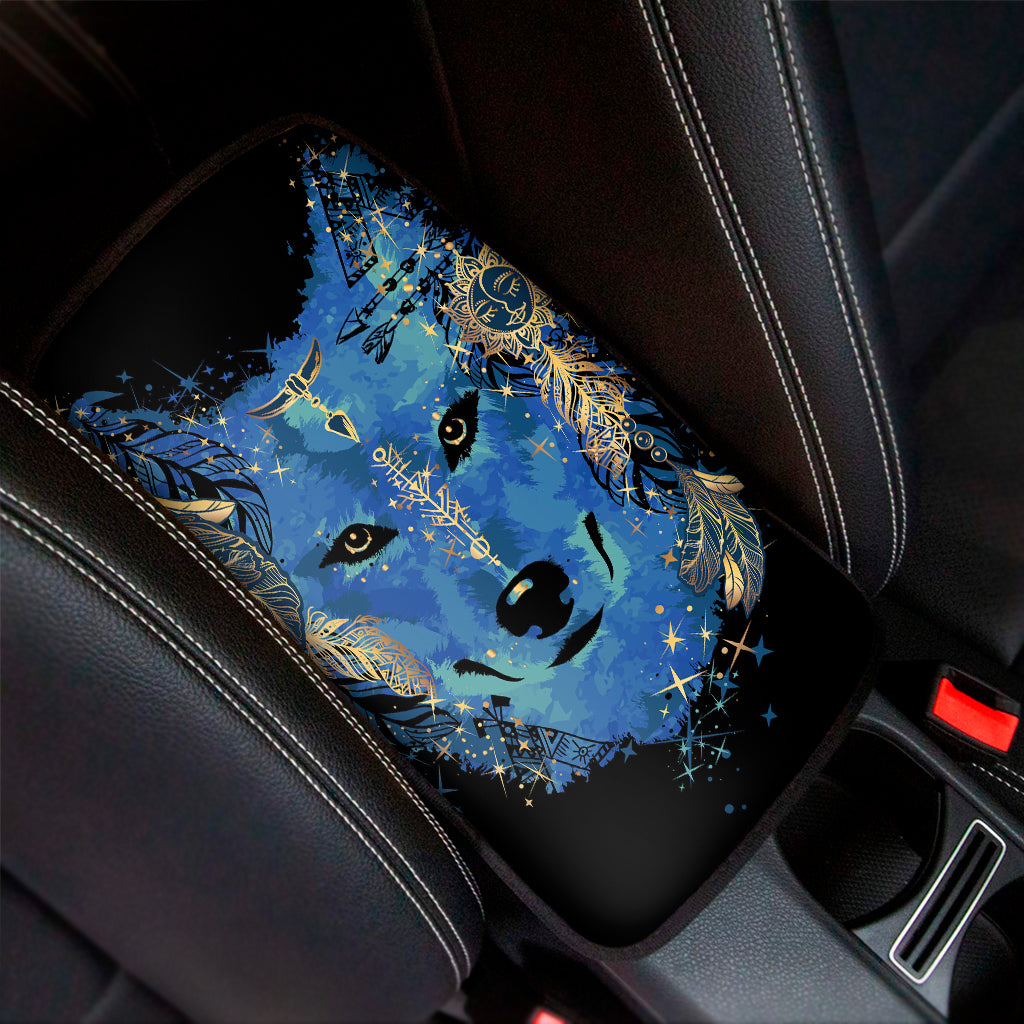 Native American Spiritual Wolf Print Car Center Console Cover