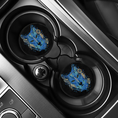Native American Spiritual Wolf Print Car Coasters
