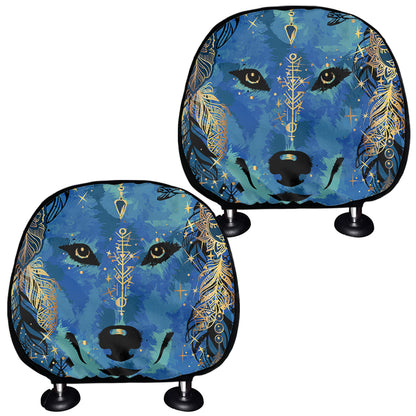 Native American Spiritual Wolf Print Car Headrest Covers